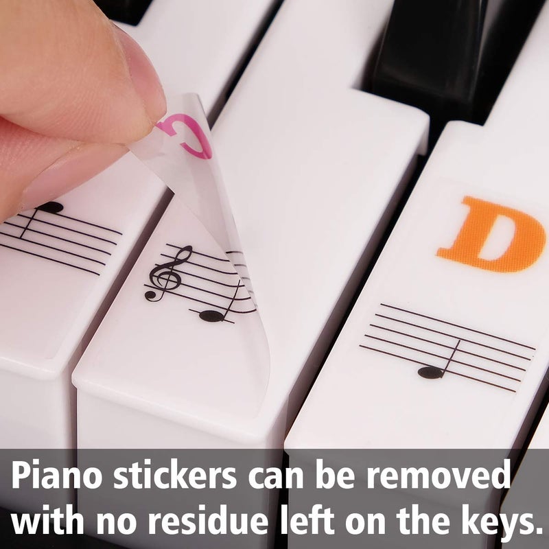 Eison Piano Stickers for Keys, Eison Colorful Piano Keyboard Stickers for 88/61/54/49/37 Full Learning Set, Removable, Leaves No Residue, Multi-Color - Image 3